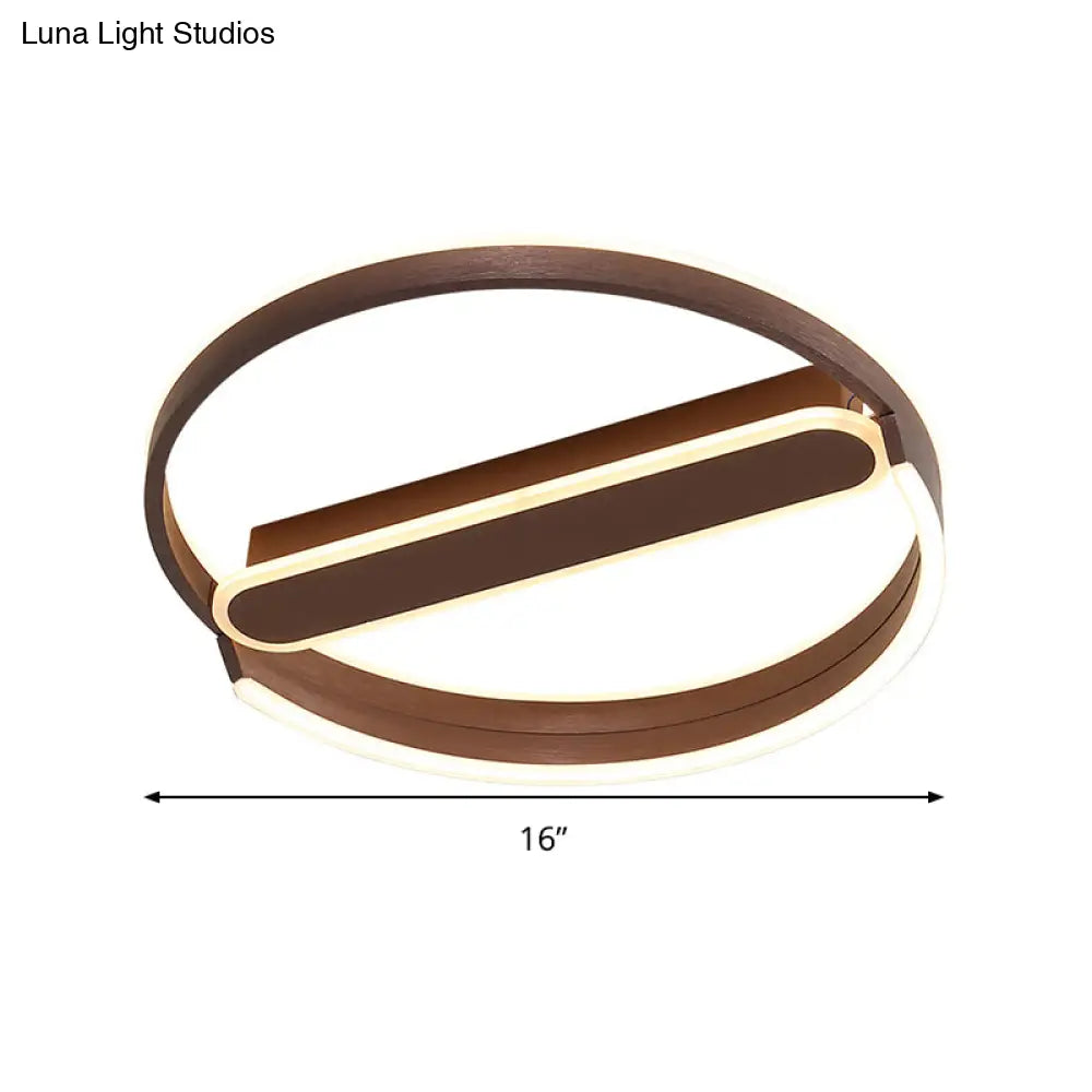 16/19.5 Flush Mount Coffee Halo Ring Led Ceiling Light In Warm/White With Stepless Dimming & Remote