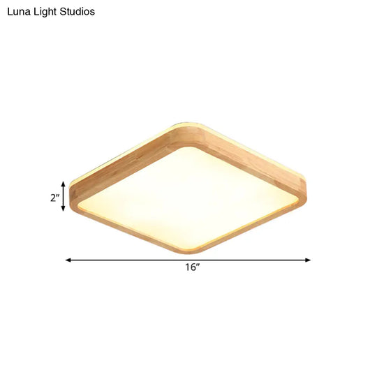 16/19.5 Inch Nordic Beige Led Flush Mount Ceiling Light With Acrylic Diffuser
