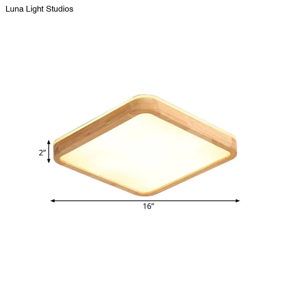 16/19.5 Inch Nordic Beige Led Flush Mount Ceiling Light With Acrylic Diffuser