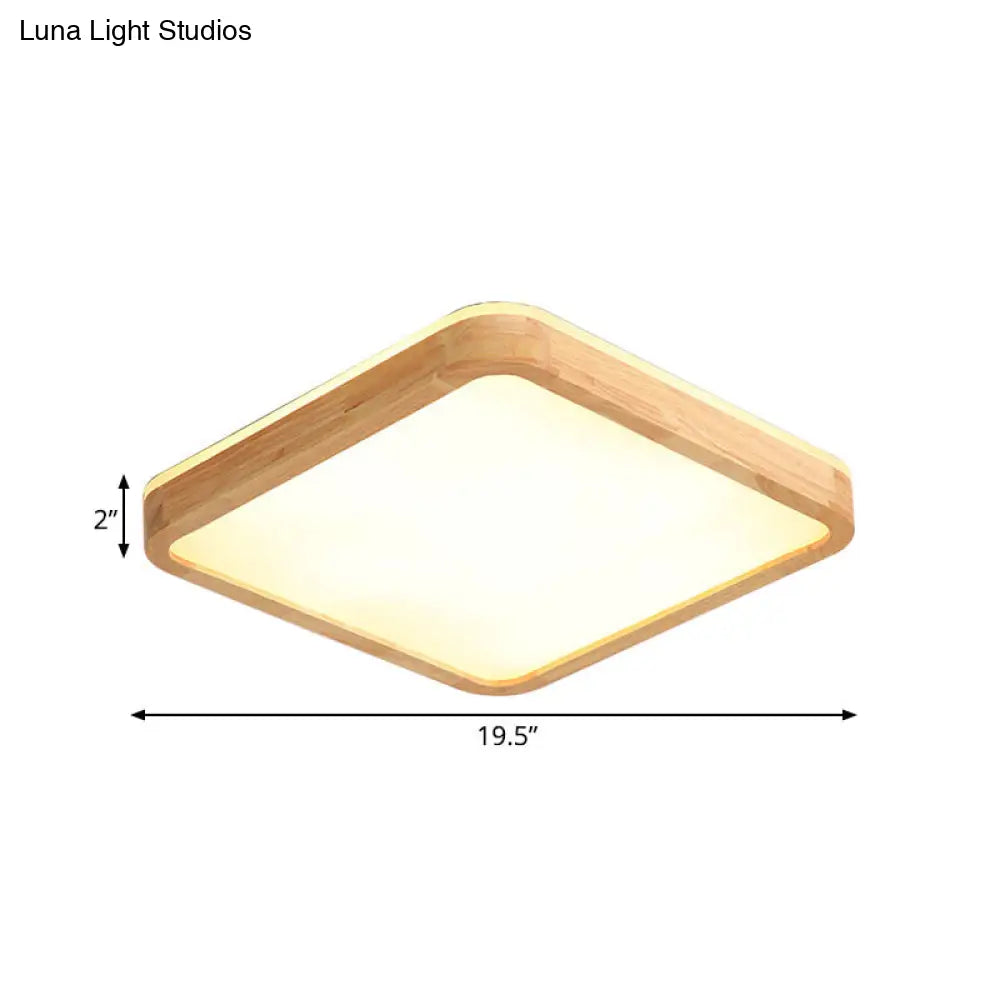 16/19.5 Inch Nordic Beige Led Flush Mount Ceiling Light With Acrylic Diffuser