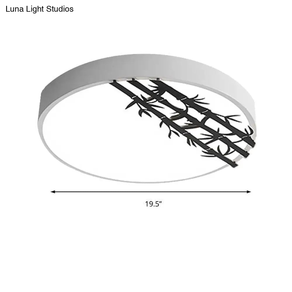 16’/19.5’ Led Flush Mount Ceiling Light Fixture Modern Iron Round Design With Bamboo Pattern