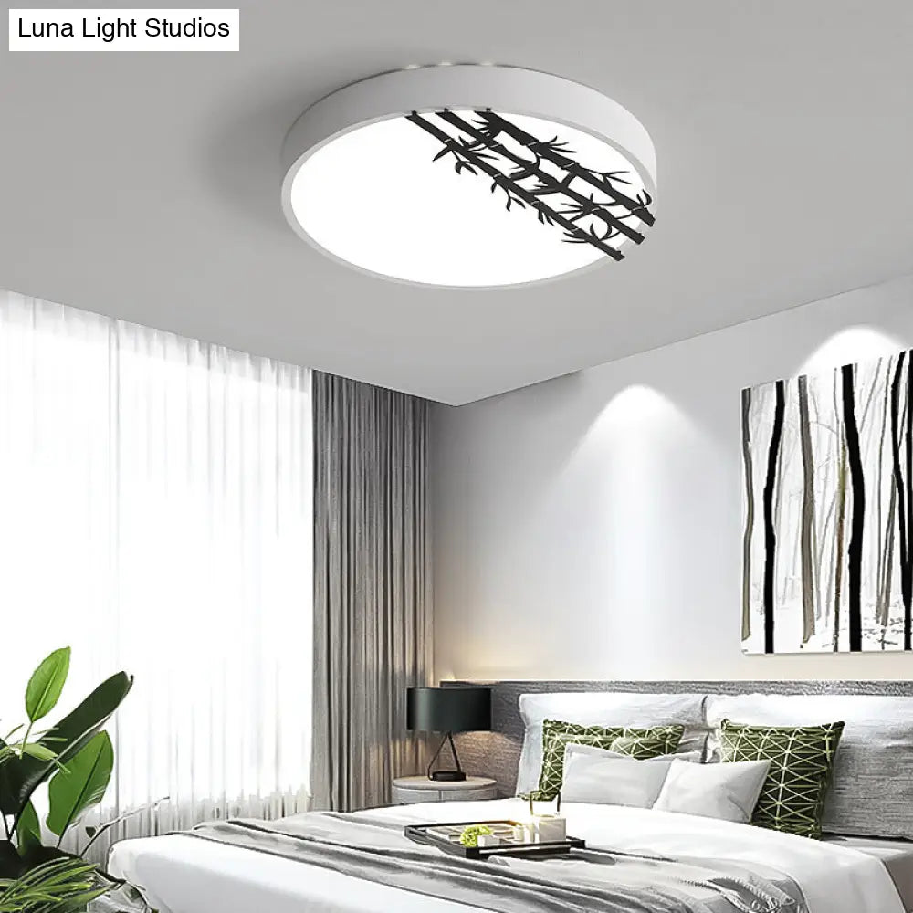 16’/19.5’ Led Flush Mount Ceiling Light Fixture Modern Iron Round Design With Bamboo Pattern