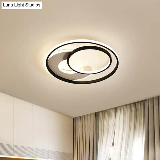 16’/19.5’ Metal Contemporary Led Flush Mount Light Fixture In Black With Warm/White