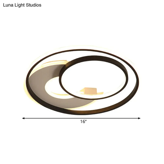 16/19.5 Metal Contemporary Led Flush Mount Light Fixture In Black With Warm/White