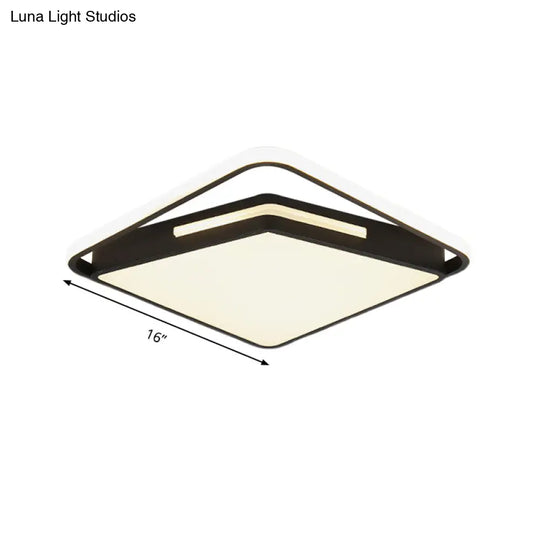 16’/19.5’ Metal Square Ceiling Mount Light Fixture - Contemporary Black/White Flush In
