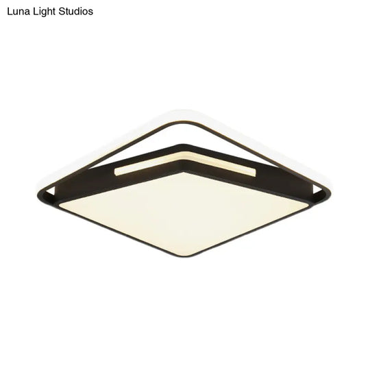 16’/19.5’ Metal Square Ceiling Mount Light Fixture - Contemporary Black/White Flush In