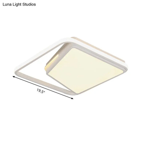 16’/19.5’ Metal Square Ceiling Mount Light Fixture - Contemporary Black/White Flush In