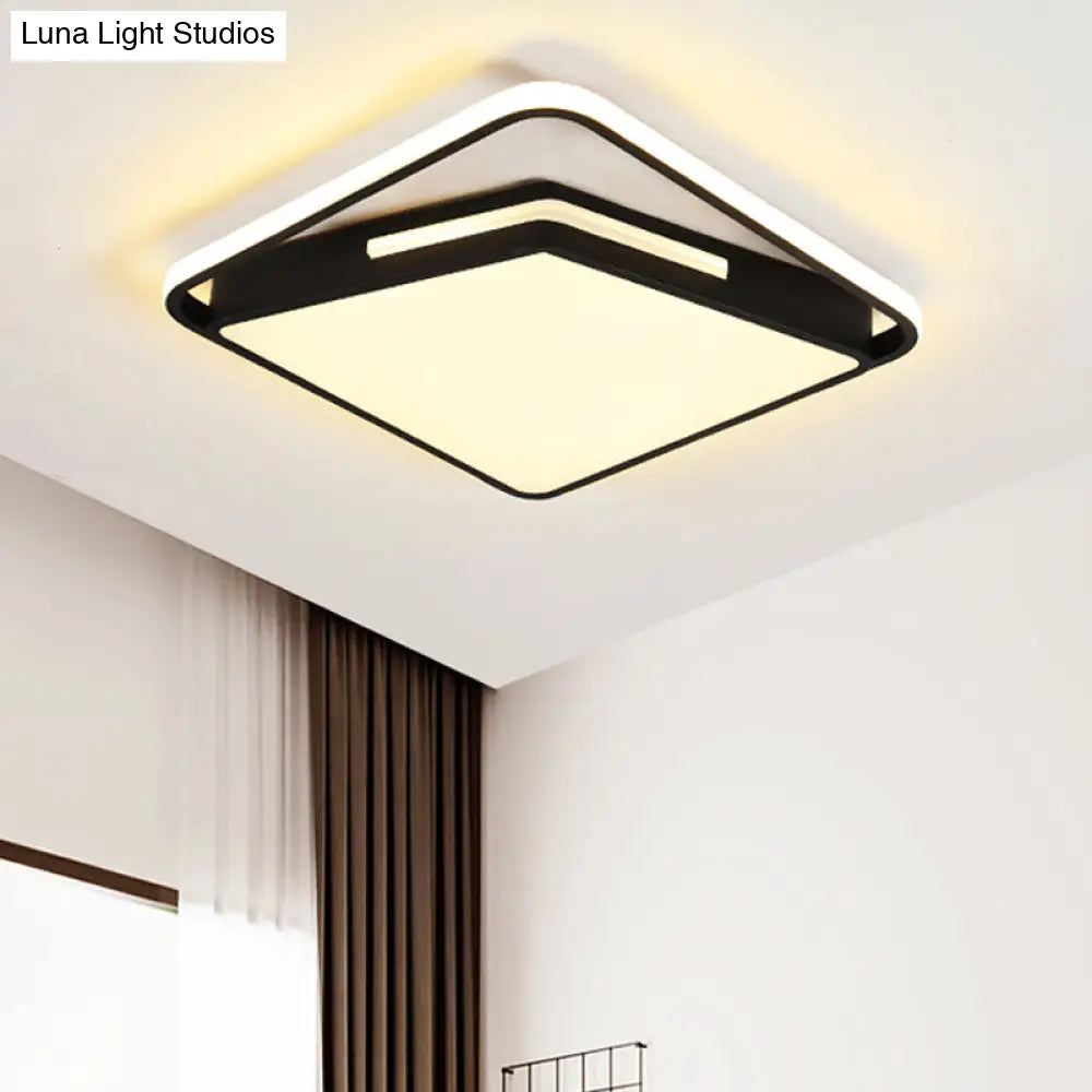 16’/19.5’ Metal Square Ceiling Mount Light Fixture - Contemporary Black/White Flush In