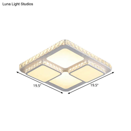 16’/19.5’ Minimalist Crystal Block Led Ceiling Lamp In Warm/White Light