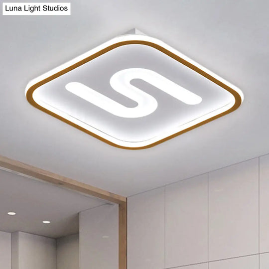 16’/19.5’ Modern Black/Gold Led Flush Mount With Warm/White Light And S - Shaped Design - Metal