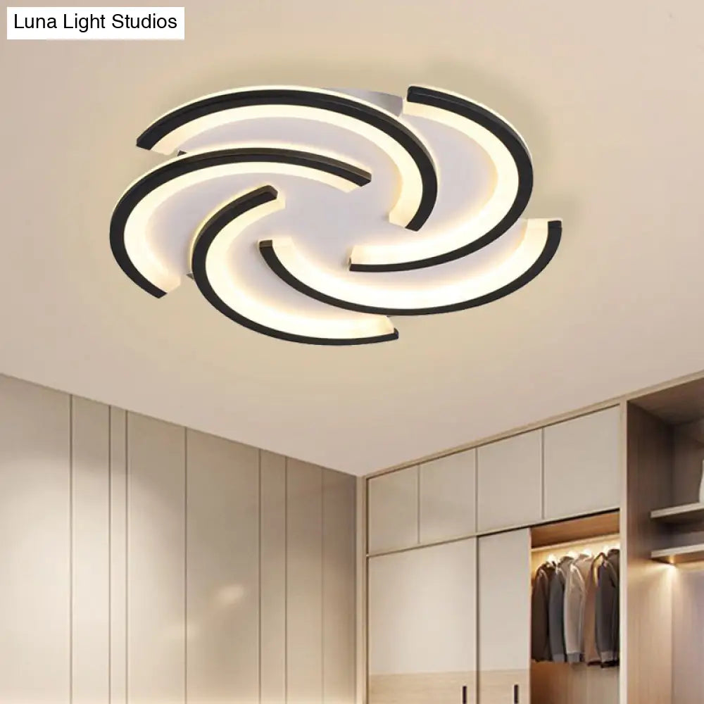 16’/19.5’ Modern Led Acrylic Spiral Flush Light Black Ceiling Mount For Bedroom - Warm/White