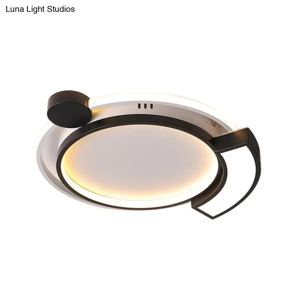 16’/19.5’ Modern Orbit Acrylic Led Flush Ceiling Light Black/Gold Finish White