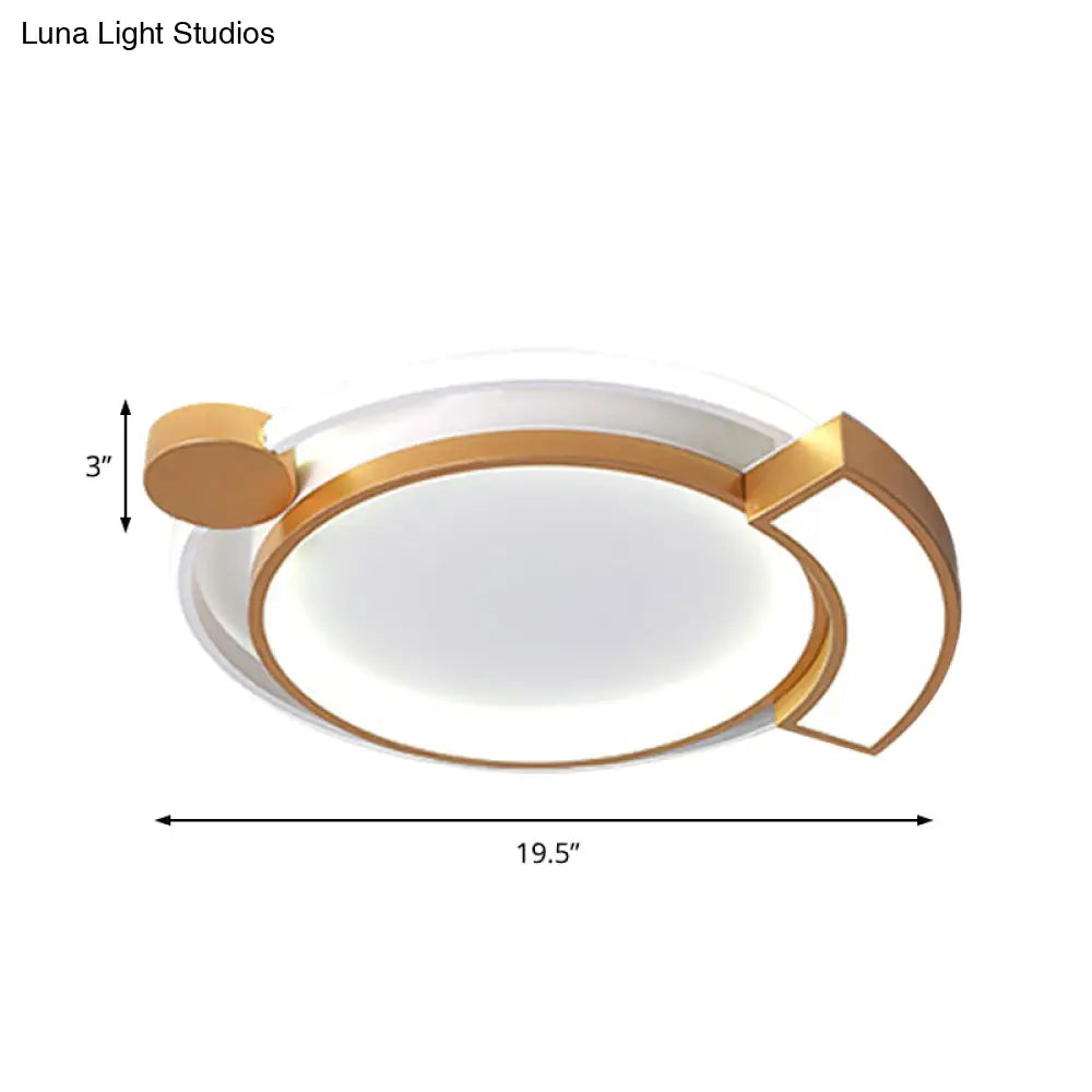 16’/19.5’ Modern Orbit Acrylic Led Flush Ceiling Light Black/Gold Finish White