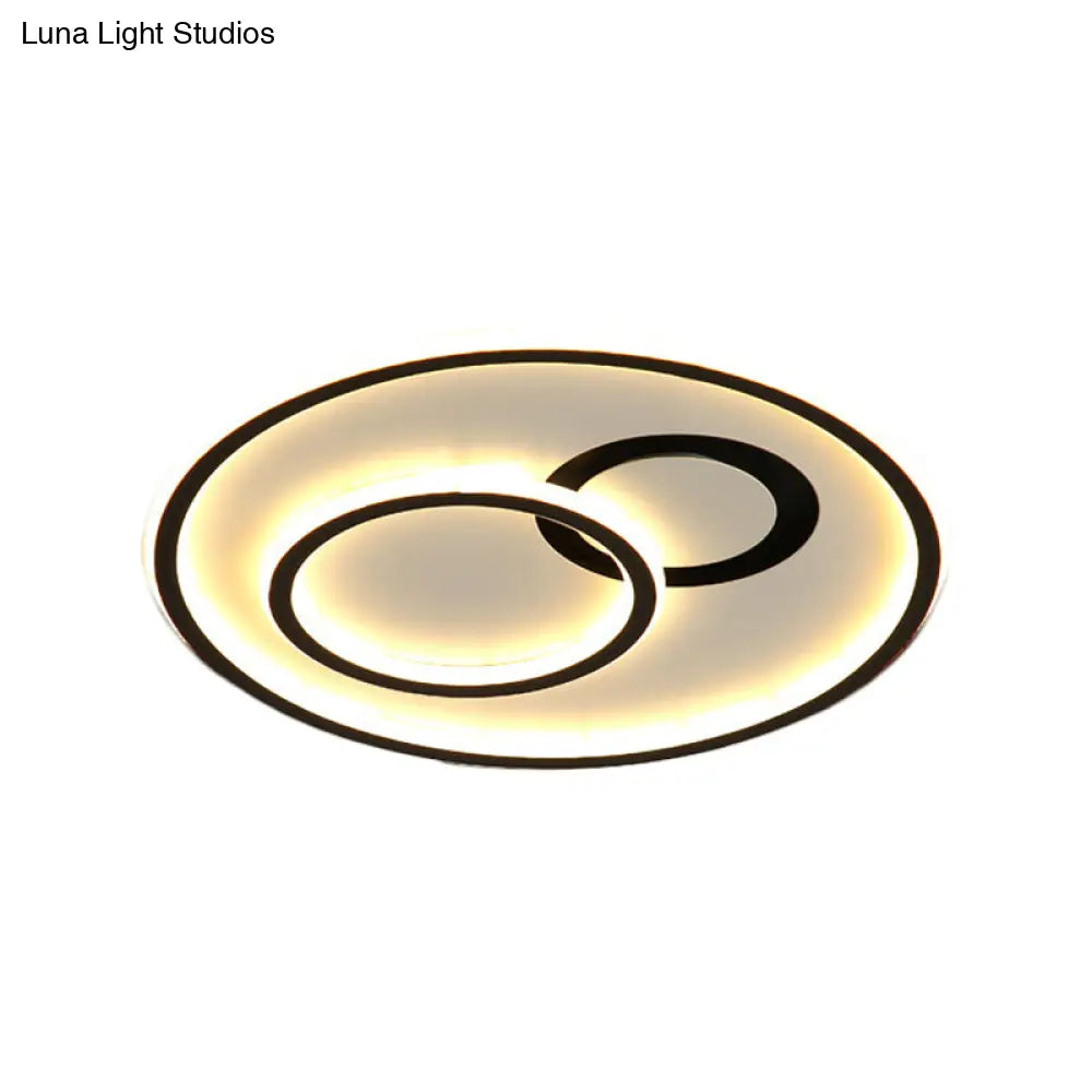 16’/19.5’ Modern Round Flush Lamp Metallic Led Ceiling Fixture Black 3 Color Light - Perfect