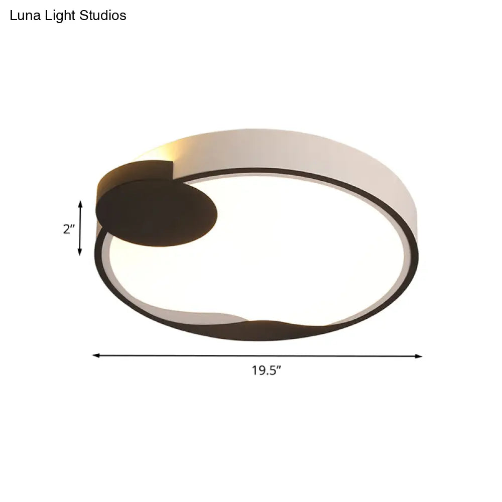 16’/19.5’ Modern White And Black Acrylic Flush Mount Led Ceiling Lamp In White/Warm Light