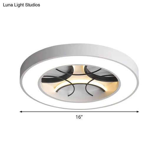 16’/19.5’ Modern White Led Flush Light Fixture - Round Metal Ceiling Lamp With Warm/White/3 Color