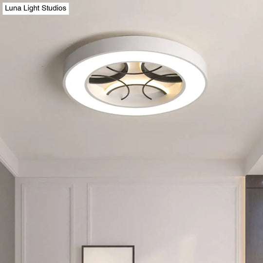 16’/19.5’ Modern White Led Flush Light Fixture - Round Metal Ceiling Lamp With Warm/White/3