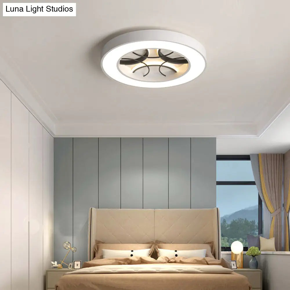 16’/19.5’ Modern White Led Flush Light Fixture - Round Metal Ceiling Lamp With Warm/White/3 Color