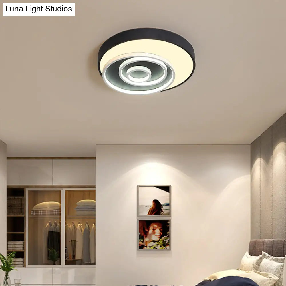 16’/19.5’ Multi - Ring Flush Mount Fixture In Black - Acrylic 1 Light Round Ceiling Lights With