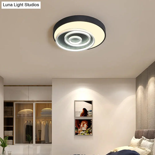 16’/19.5’ Multi - Ring Flush Mount Fixture In Black - Acrylic 1 Light Round Ceiling Lights With