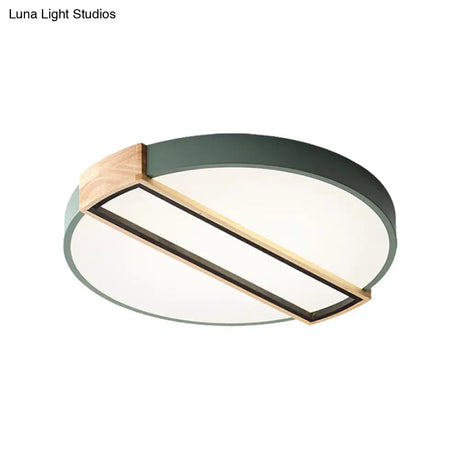 16’/19.5’ Nordic Led Flushmount Ceiling Light - White/Grey/Green Round Acrylic Shade