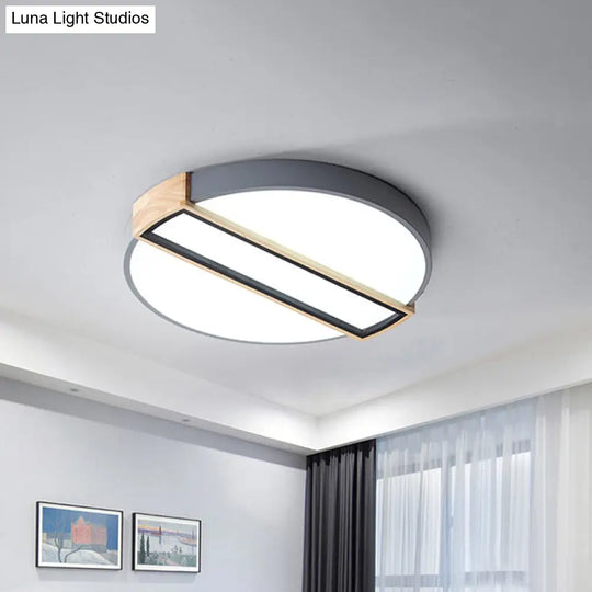 16/19.5 Nordic Led Flushmount Ceiling Light - White/Grey/Green Round Acrylic Shade Grey / 16