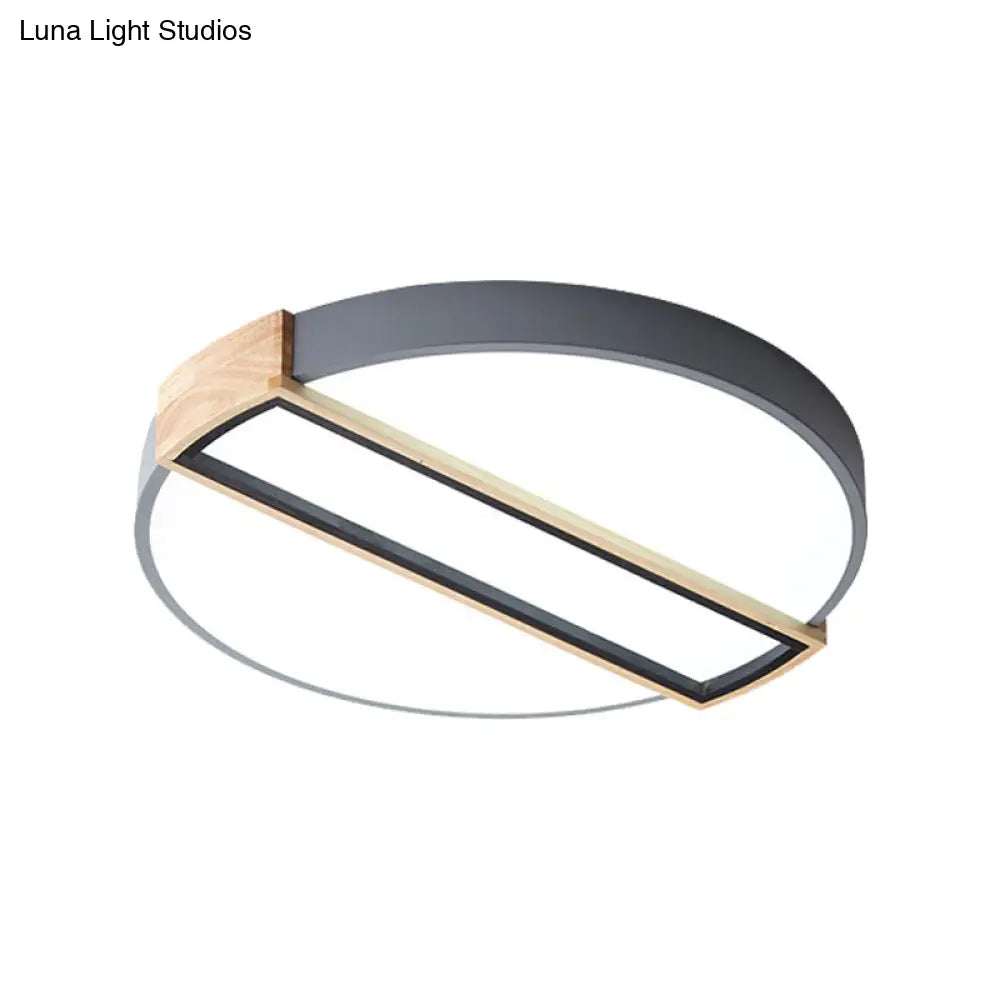 16/19.5 Nordic Led Flushmount Ceiling Light - White/Grey/Green Round Acrylic Shade