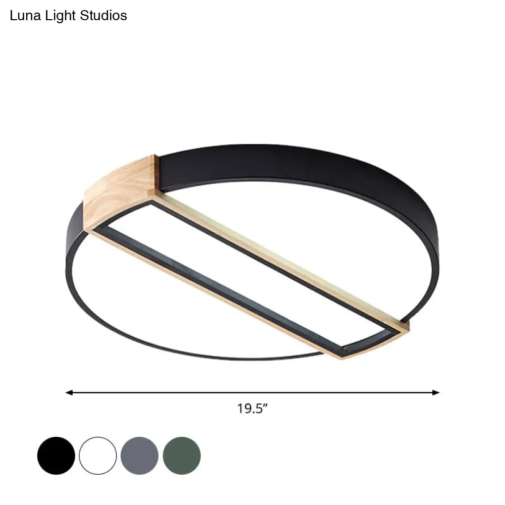 16/19.5 Nordic Led Flushmount Ceiling Light - White/Grey/Green Round Acrylic Shade