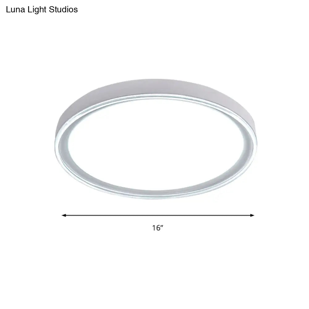 16’/19.5’ Nordic Metal Round Flush Light With Acrylic Shade - White/Pink/Yellow Led Ceiling