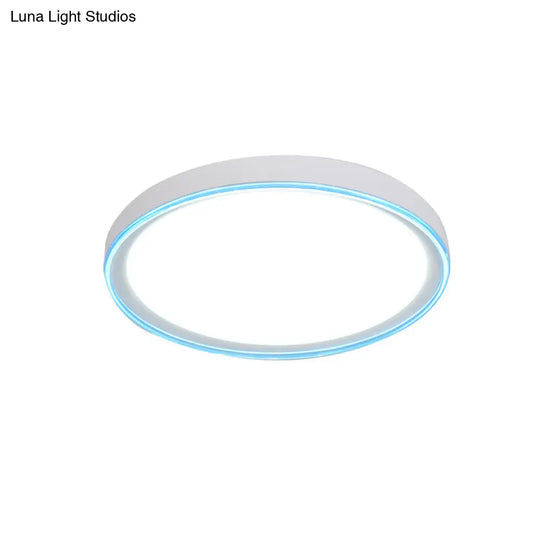 16/19.5 Nordic Metal Round Flush Light With Acrylic Shade - White/Pink/Yellow Led Ceiling Fixture