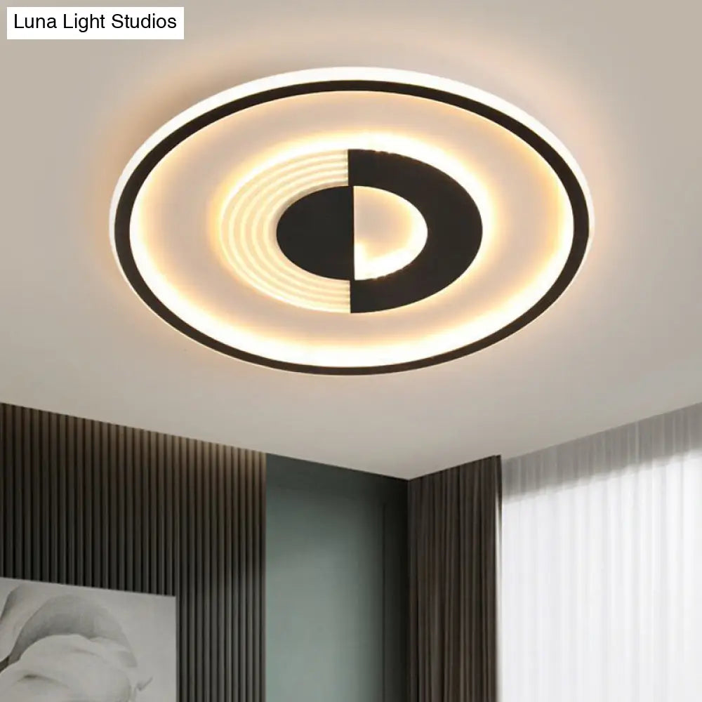 16/19.5 Round Acrylic Ceiling Lamp - Minimalist Led Flush Mount Lighting In Warm/White Black/White