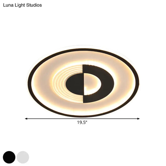 16/19.5 Round Acrylic Ceiling Lamp - Minimalist Led Flush Mount Lighting In Warm/White Black/White