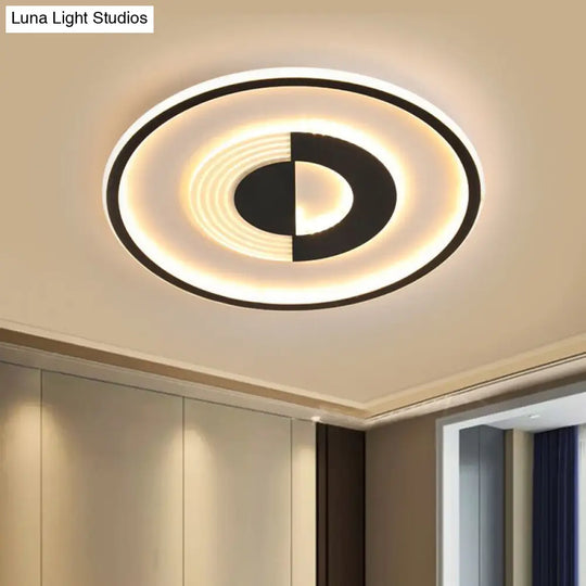 16/19.5 Round Acrylic Ceiling Lamp - Minimalist Led Flush Mount Lighting In Warm/White Black/White