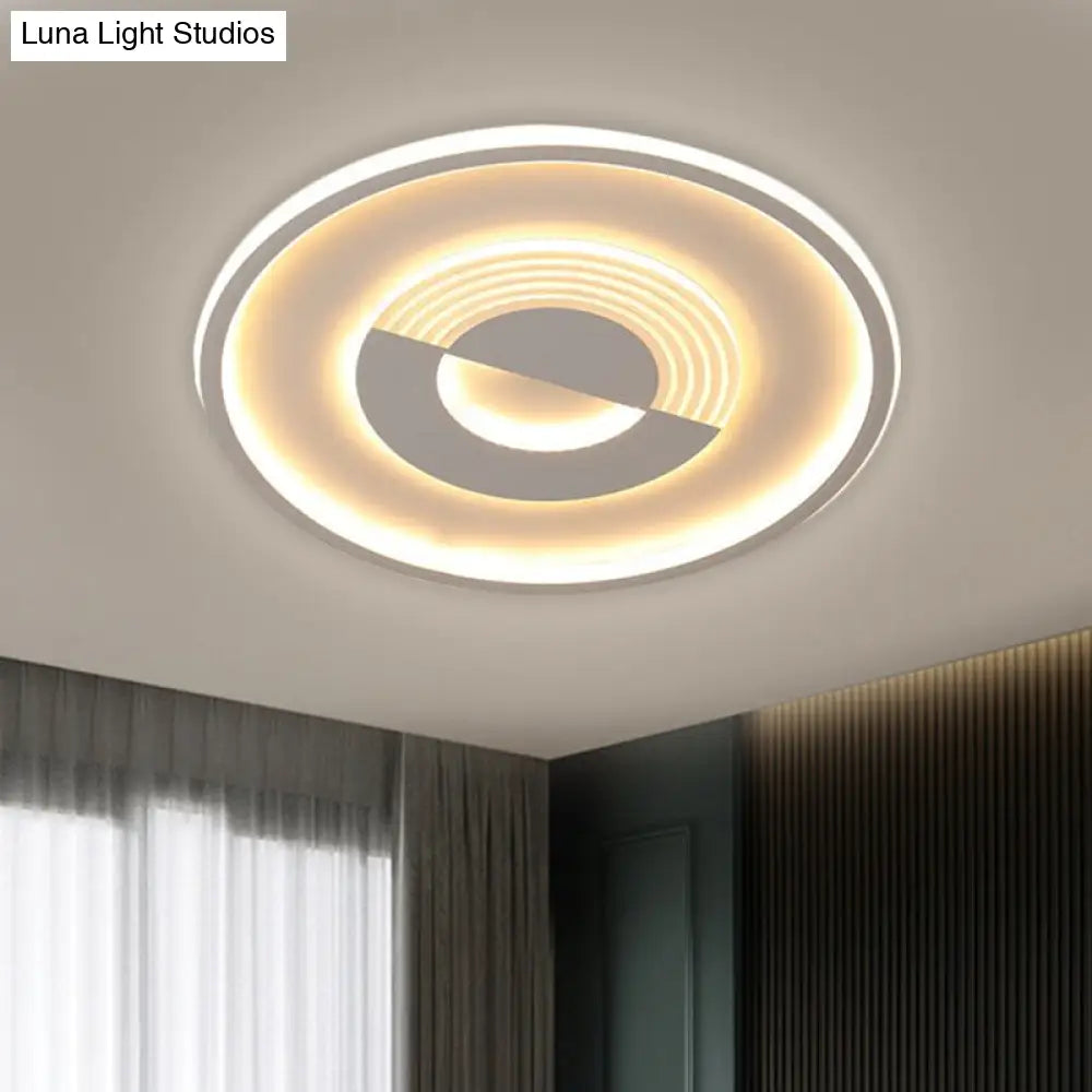 16/19.5 Round Acrylic Ceiling Lamp - Minimalist Led Flush Mount Lighting In Warm/White Black/White