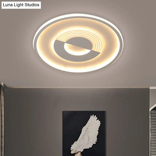 16’/19.5’ Round Acrylic Ceiling Lamp - Minimalist Led Flush Mount Lighting In Warm/White