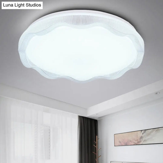 16/19.5 Simple Style Scalloped Ceiling Lamp With Acrylic Diffuser - White/Blue/Gold Flush Light