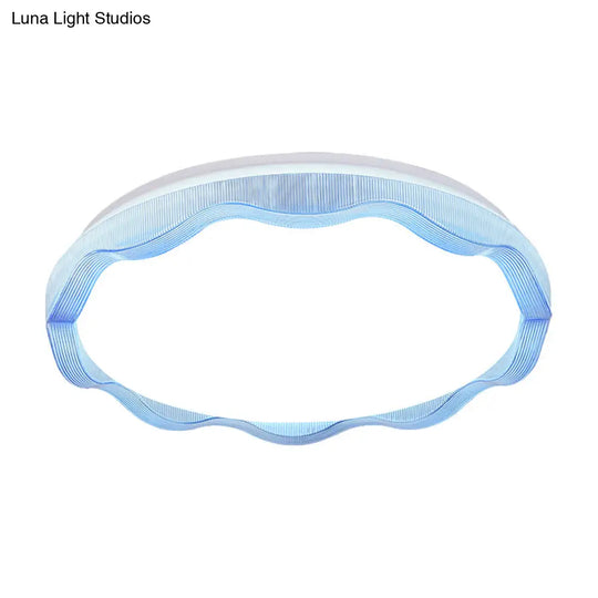 16’/19.5’ Simple Style Scalloped Ceiling Lamp With Acrylic Diffuser - White/Blue/Gold Flush