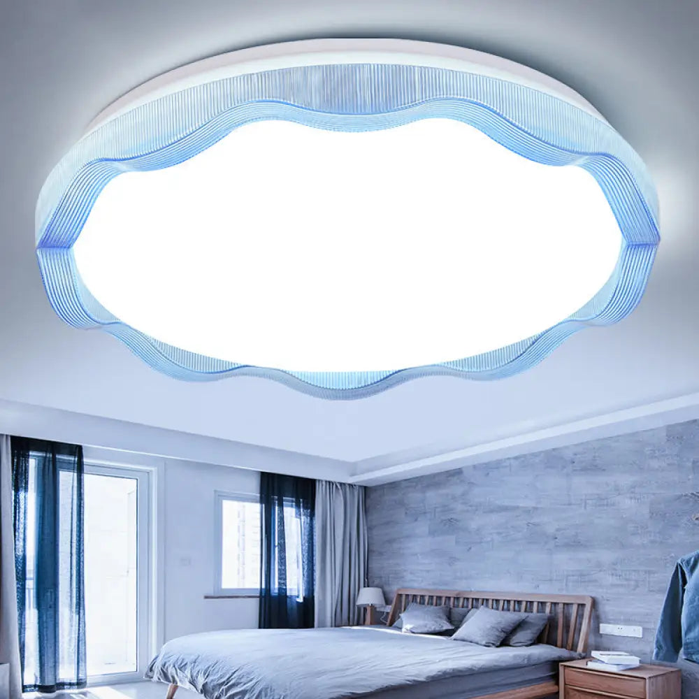 16’/19.5’ Simple Style Scalloped Ceiling Lamp With Acrylic Diffuser - White/Blue/Gold Flush