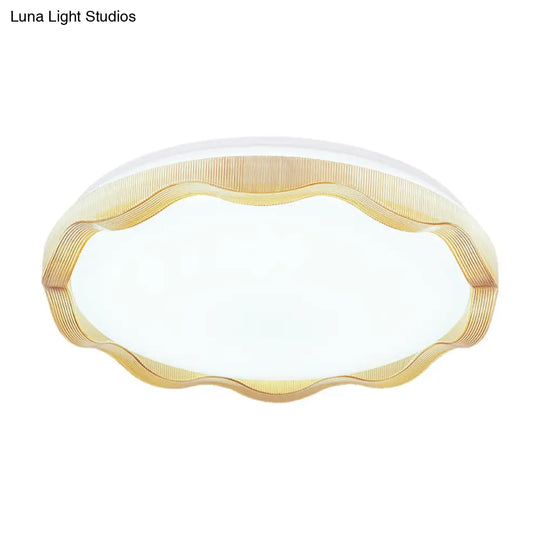 16/19.5 Simple Style Scalloped Ceiling Lamp With Acrylic Diffuser - White/Blue/Gold Flush Light