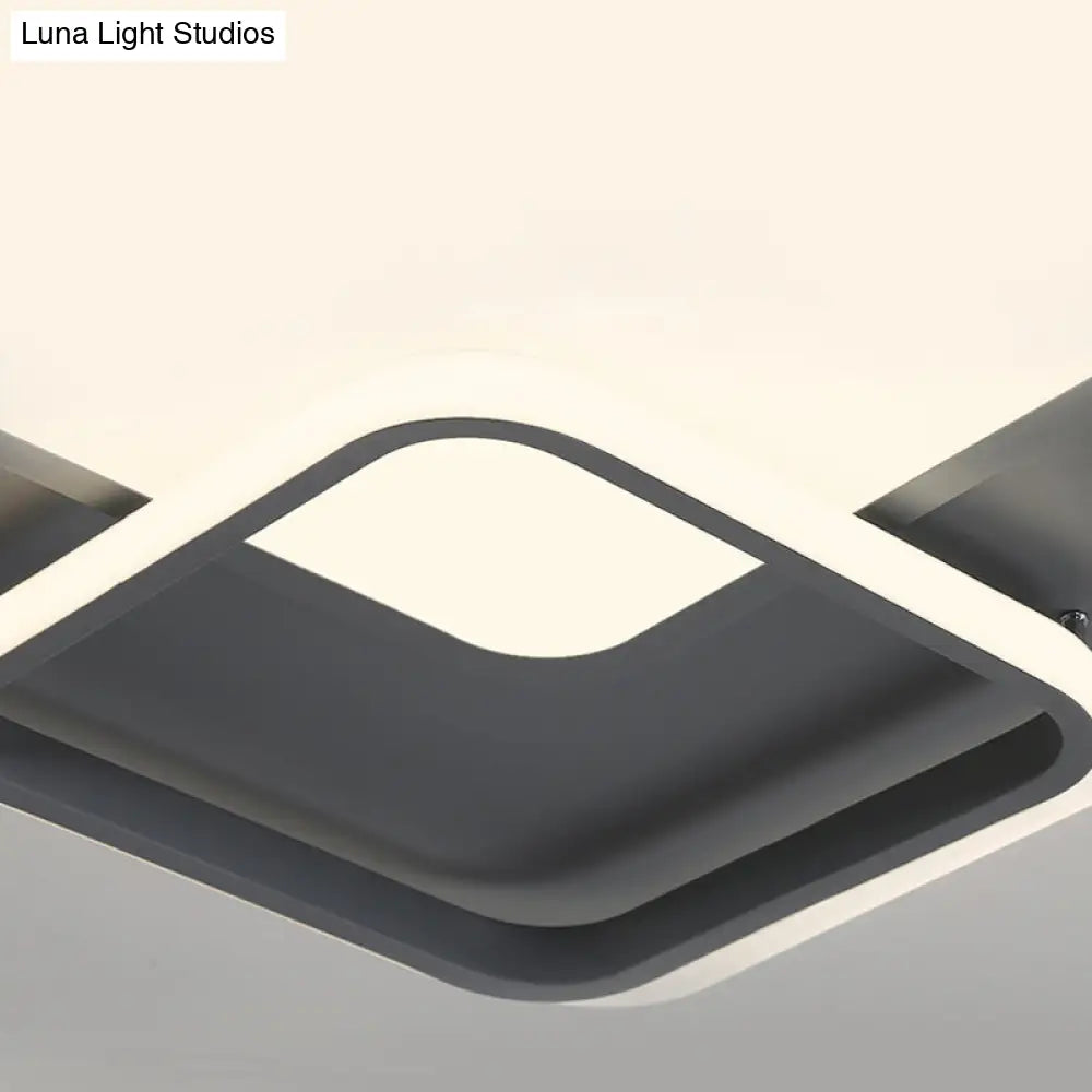 16’/19.5’ Square Ceiling Mount Light: Contemporary Acrylic Gray Led Flush Warm/White Light
