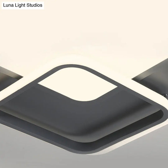 16’/19.5’ Square Ceiling Mount Light: Contemporary Acrylic Gray Led Flush Warm/White Light