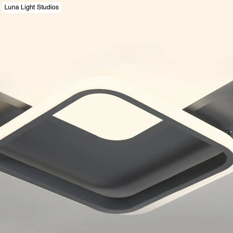 16’/19.5’ Square Ceiling Mount Light: Contemporary Acrylic Gray Led Flush Warm/White Light