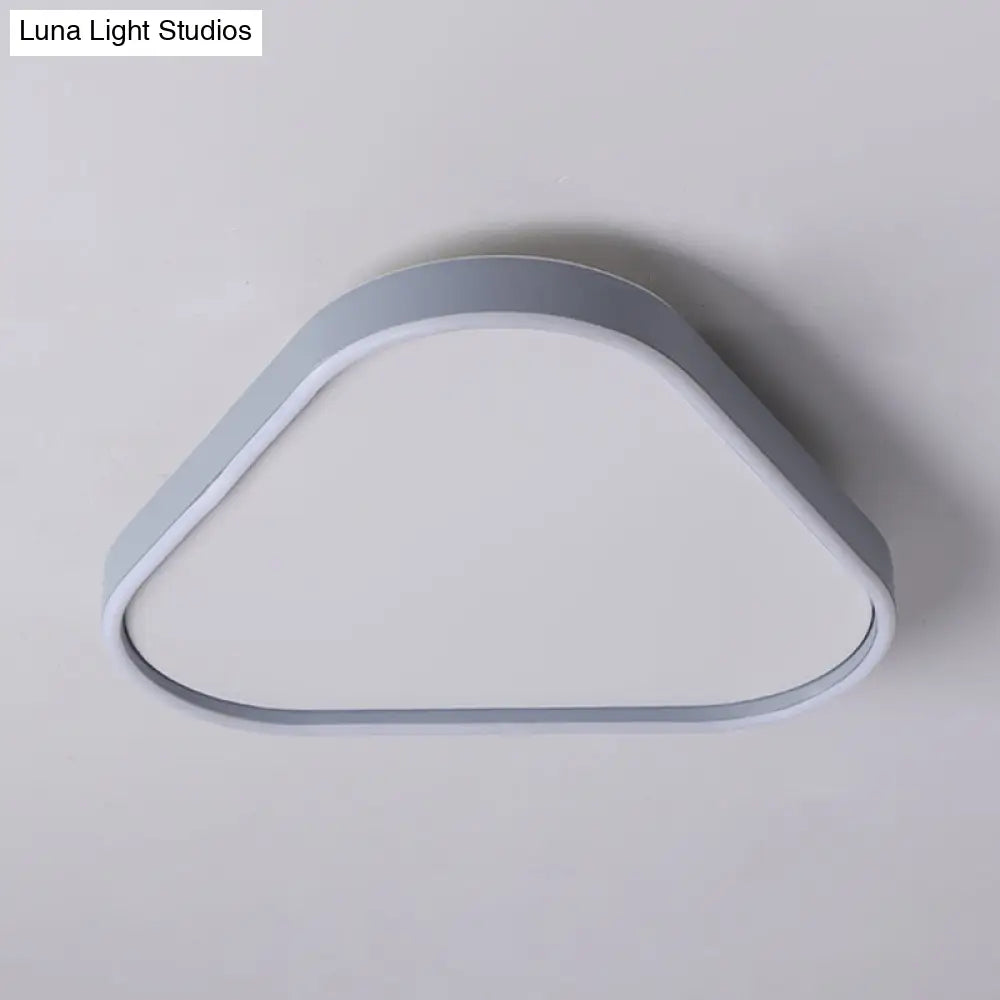 16’/19.5’ Triangle Bedroom Flush Light Fixture Acrylic Led Ceiling Lamp In Grey Warm/White