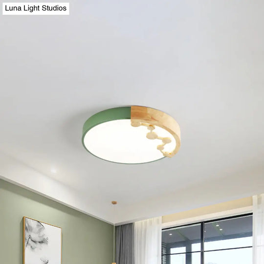 16’/19.5’ W Led Living Room Ceiling Light With Pink/Yellow/Blue Metal Shade In Warm/White