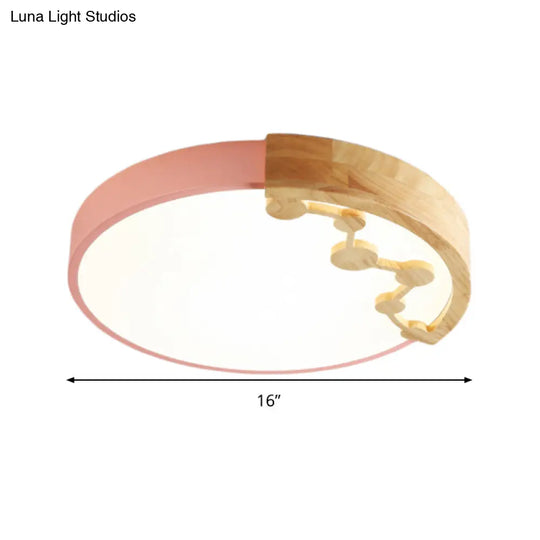 16’/19.5’ W Led Living Room Ceiling Light With Pink/Yellow/Blue Metal Shade In Warm/White
