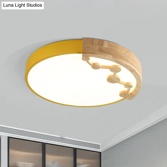 16/19.5 W Led Living Room Ceiling Light With Pink/Yellow/Blue Metal Shade In Warm/White Yellow / 16