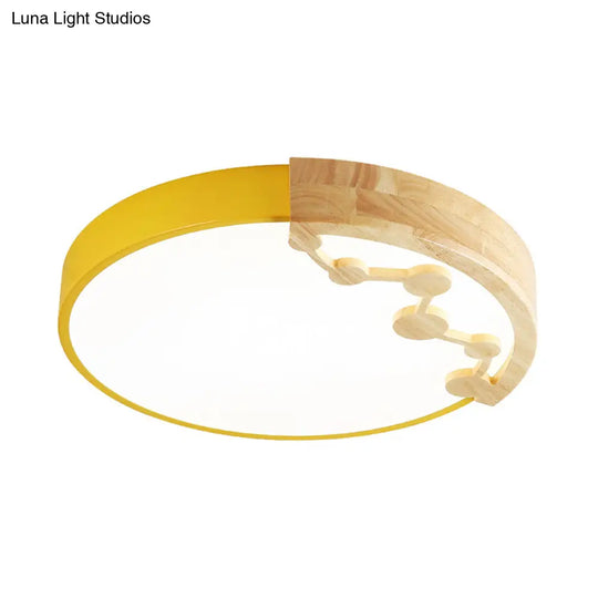 16/19.5 W Led Living Room Ceiling Light With Pink/Yellow/Blue Metal Shade In Warm/White