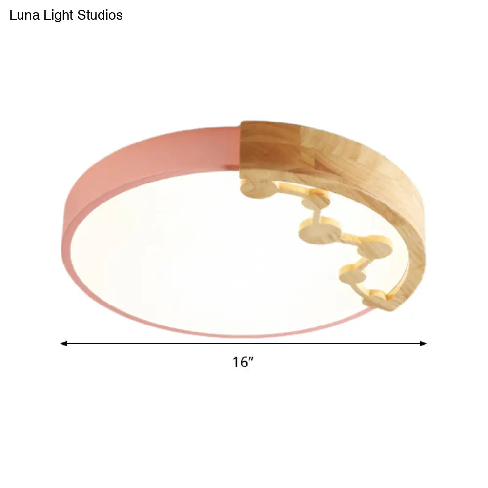 16/19.5 W Led Living Room Ceiling Light With Pink/Yellow/Blue Metal Shade In Warm/White