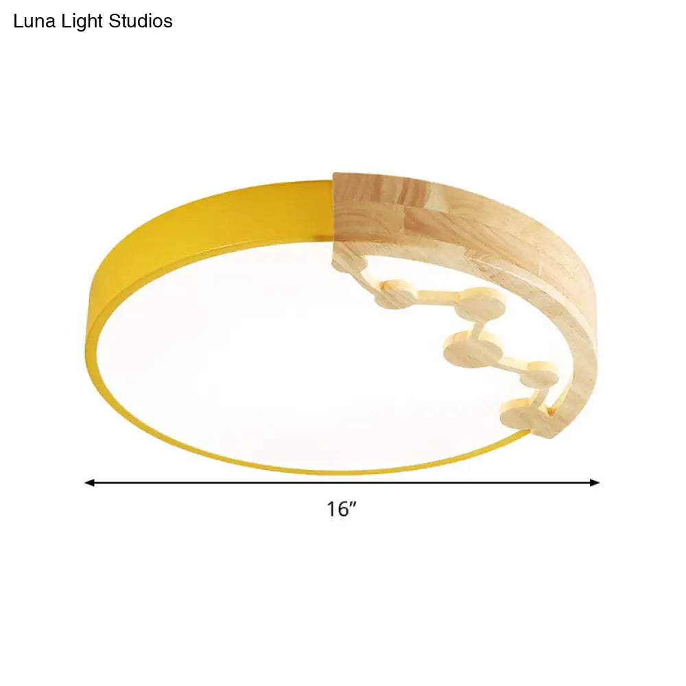 16’/19.5’ W Led Living Room Ceiling Light With Pink/Yellow/Blue Metal Shade In Warm/White