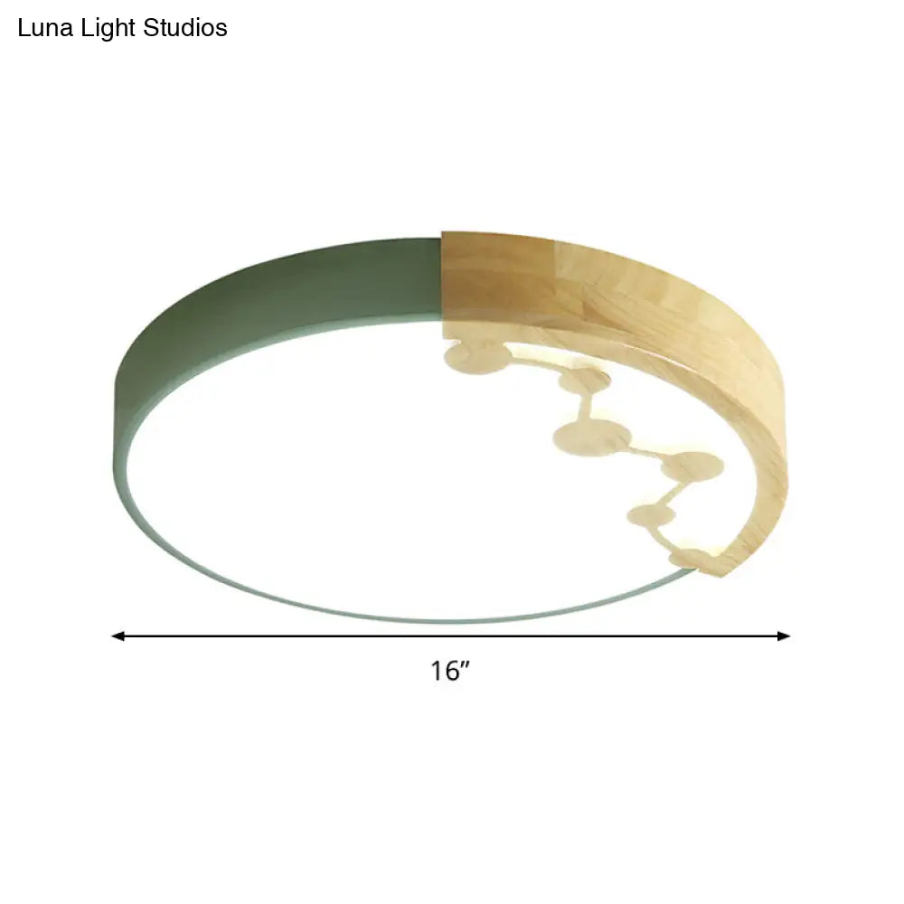 16/19.5 W Led Living Room Ceiling Light With Pink/Yellow/Blue Metal Shade In Warm/White